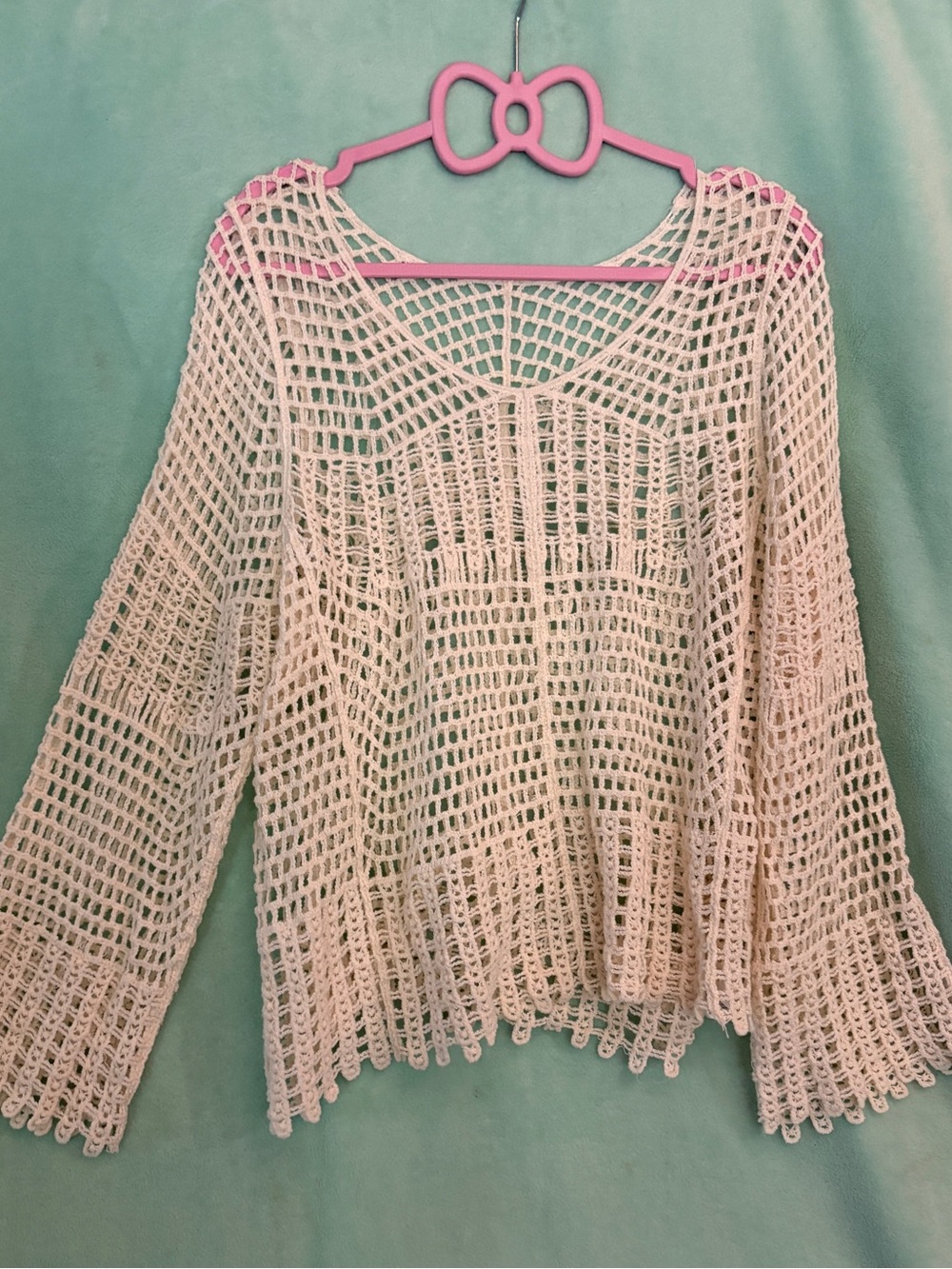 Women's Crochet Swim Cover-Up Top — Cream